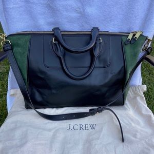 Green suede and black leather JCrew Bag